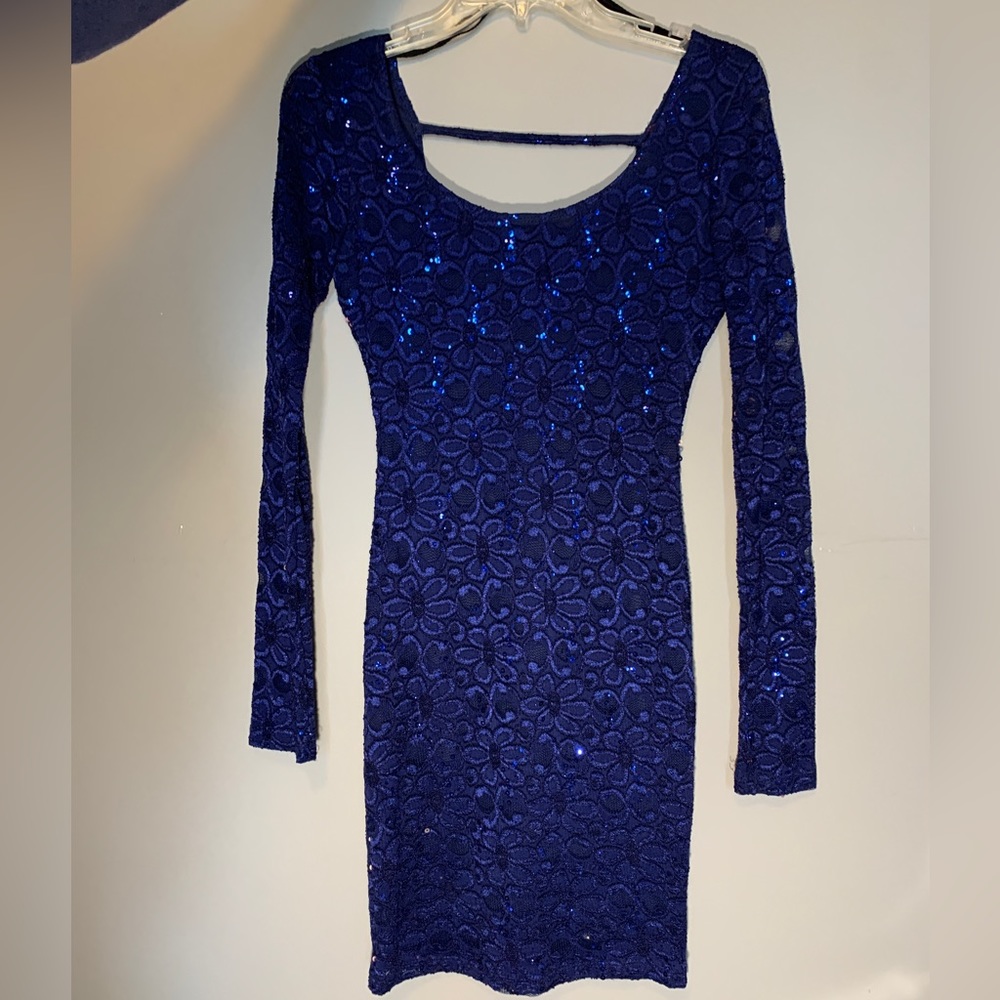 Sapphire dolls size S navy blue flower sequin mini dress